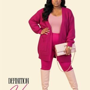 Pink Knit Cardigan and Leggings Set